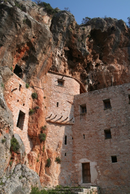 Mon. of Avgou - Impressive entrance to the rock monastery